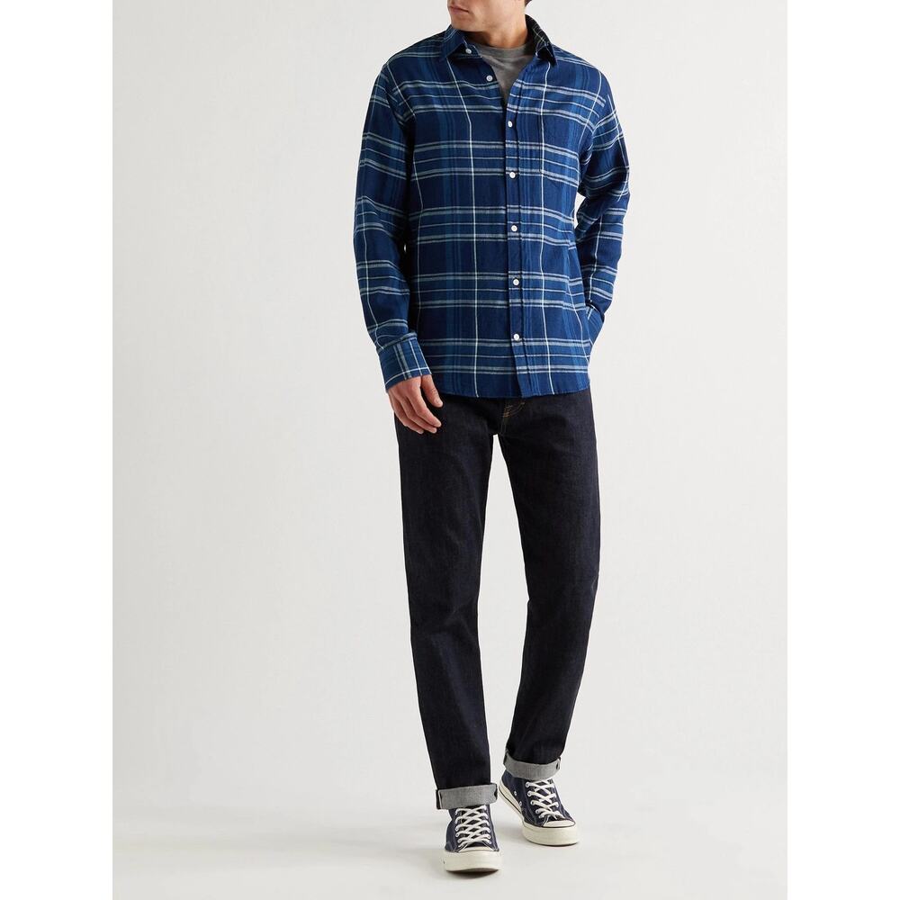 NN07 Errico Blue White Check Cotton Shirt Men's Est. Medium